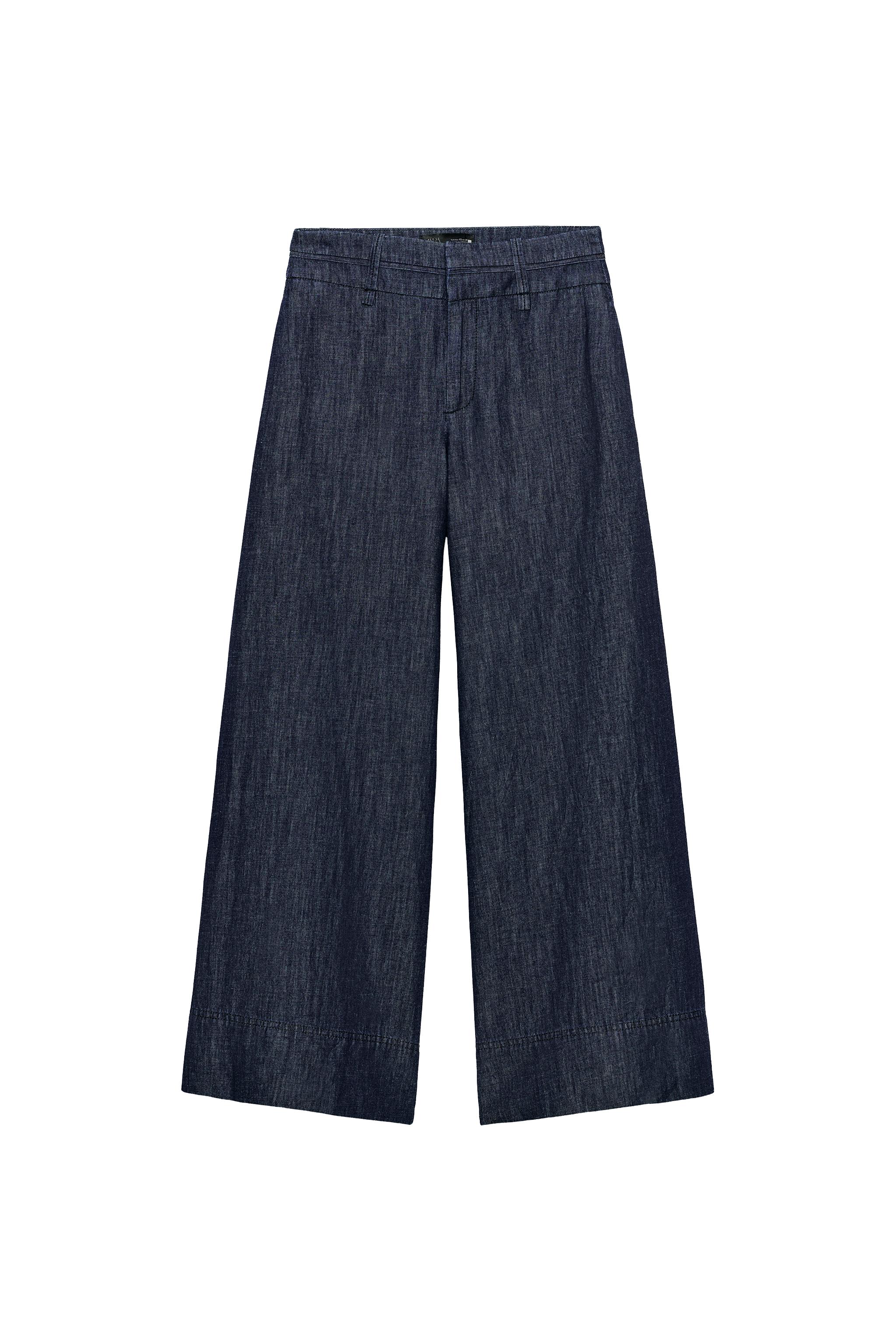 WIDE-LEG LINEN BLEND PANTS